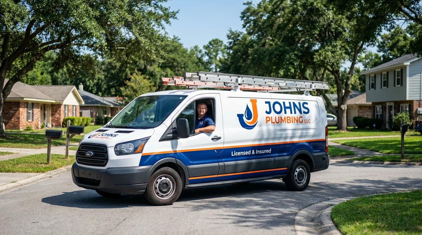 Johns Plumbing LLC service van in Kingsley, MI