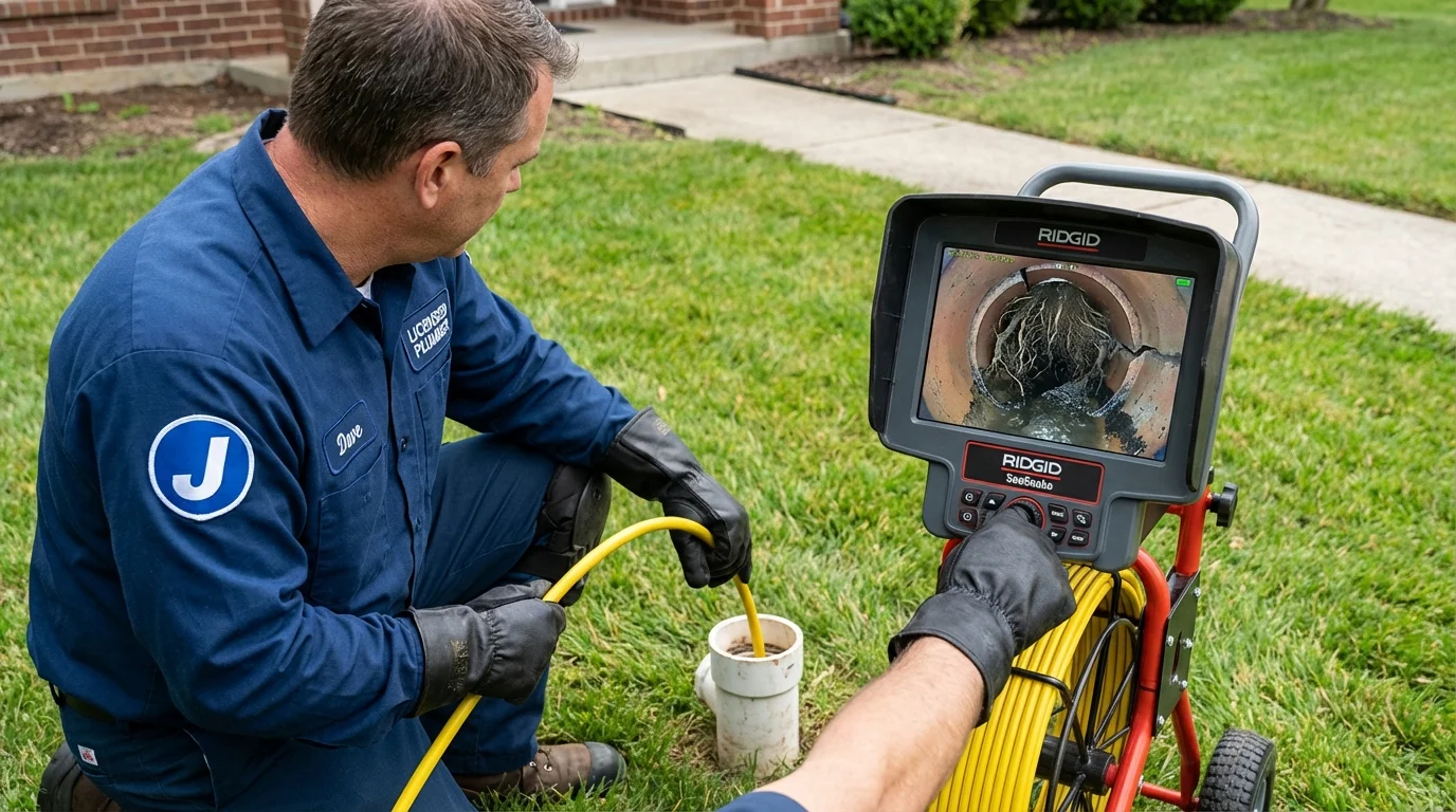 Sewer camera inspection being performed by Johns Plumbing LLC in Kingsley