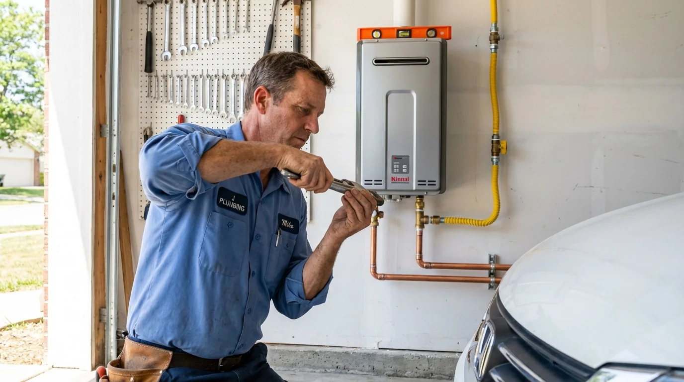 Tankless water heater installation by a Johns Plumbing LLC plumber in Kingsley